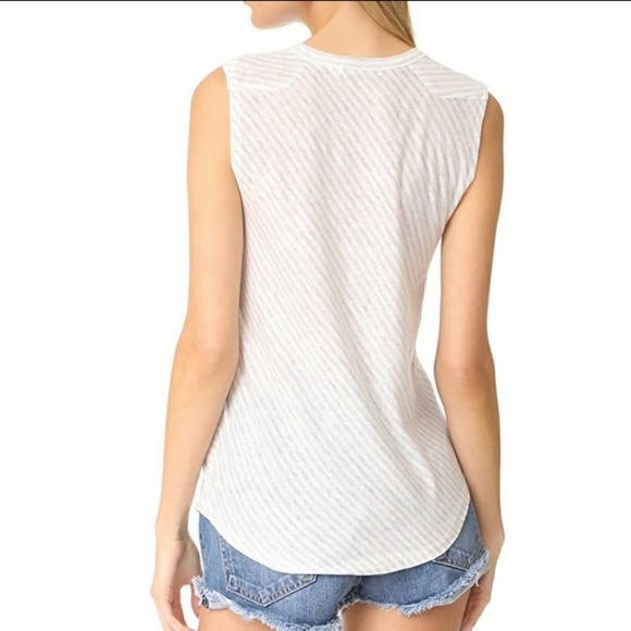 rag & bone Tank Top Sleeveless Linen Blend Two-Tone Stripes Grey White S NWT - Picture 5 of 8